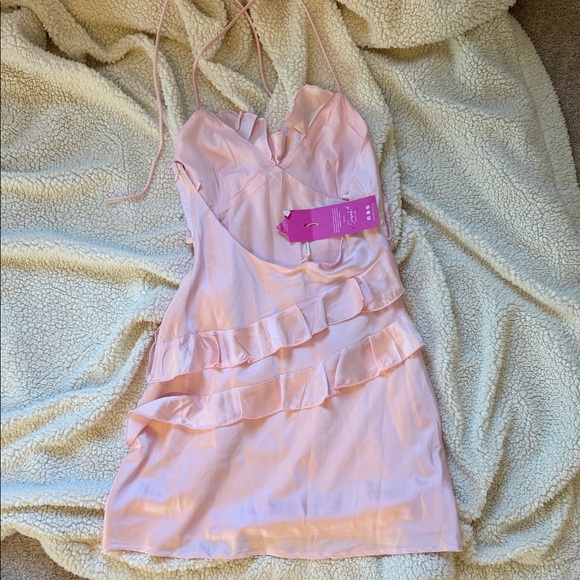 Beginnings Pink Ruffled Mini Dress - Picture 3 of 4